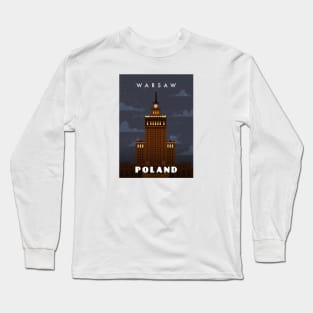 Warsaw, Poland. Retro travel poster Long Sleeve T-Shirt